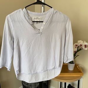 1/2 button up striped blouse